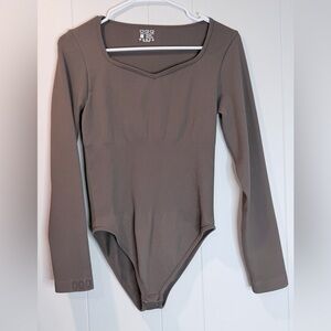 OQQ Women's Long Sleeve Bodysuit - Gray